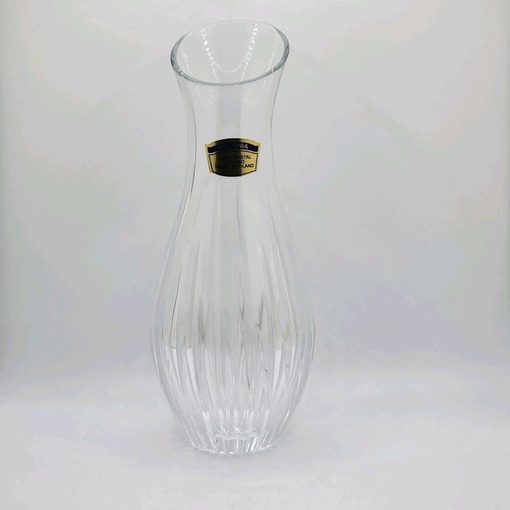 Polonia Lead Crystal Cut Glass Vase 8" Made in Poland Elegant Decor